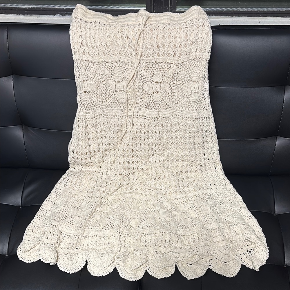 Elegant Cream Crochet Skirt Fits M/L